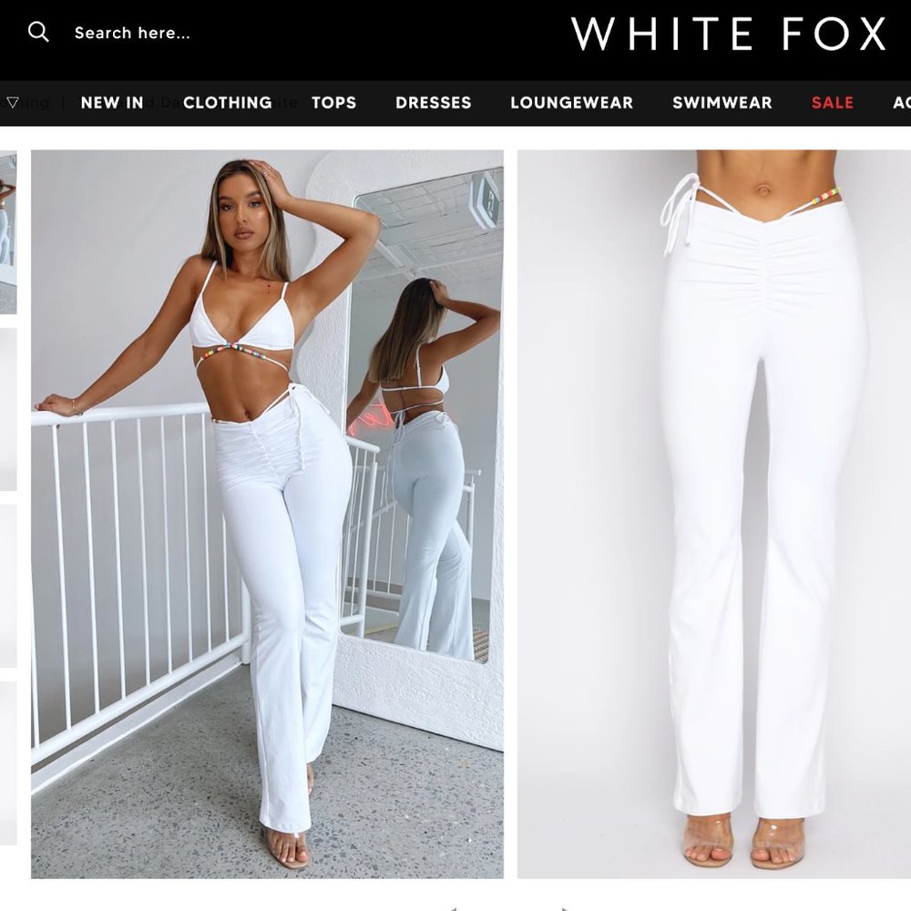 WHITE FOX two piece white summer set with beads!